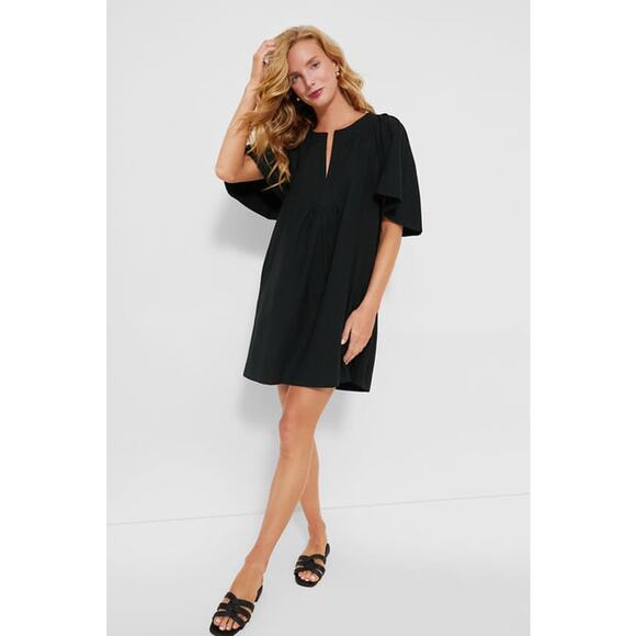 Tuckernuck Pomander Place 100% Cotton Black Finley Flutter Mini Dress Size Small - Picture 1 of 9